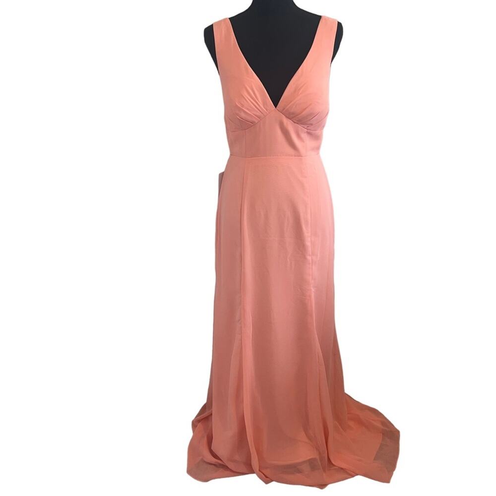 NWT Azazie Long Bridesmaid Dress Chiffon Criss Cross Tie Cut Off Back 6 - Picture 3 of 11